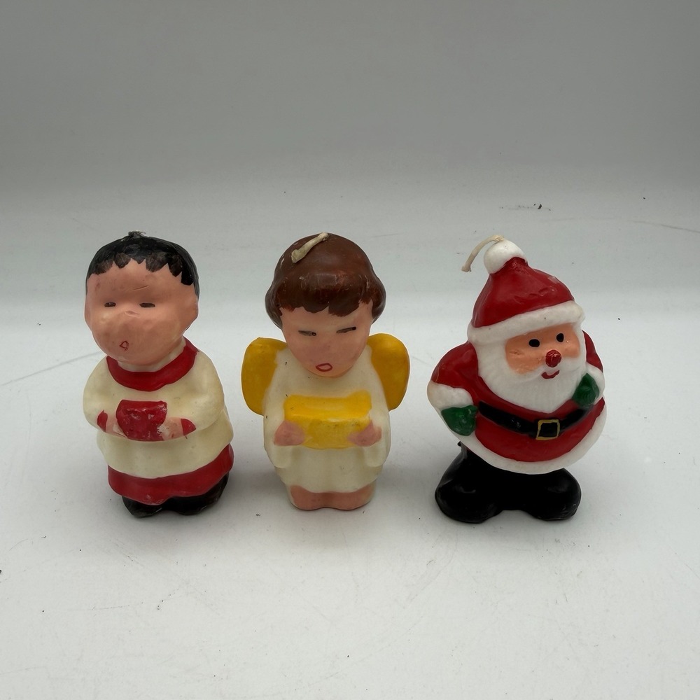 Lot of 3 Vintage Christmas Candles Santa Choir Boys Unburned